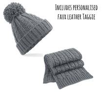Load image into Gallery viewer, Adults Cable Knit Hat & Scarf Set