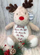Load image into Gallery viewer, Personalised Zippie Bottom Reindeer With Poem (46cm)
