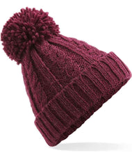 Load image into Gallery viewer, Adults Unisex Cable Knit Pom Pom Beanie

