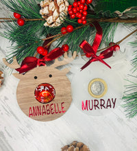 Load image into Gallery viewer, Personalised Reindeer Tree Decoration
