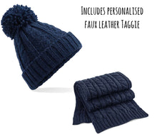 Load image into Gallery viewer, Adults Cable Knit Hat &amp; Scarf Set
